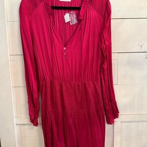 Magenta Smock Waist Dress